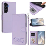 Custodia per telefono in ecopelle con chiusura magnetica e cinturino da polso, con motivo a cuoricini felici., For Galaxy S26 5G, For Galaxy S25 FE 5G