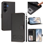 Custodia per telefono in ecopelle con chiusura magnetica e cinturino da polso, con motivo a cuoricini felici., For Galaxy S26 5G, For Galaxy S25 FE 5G