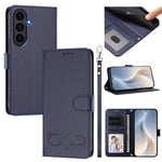 Custodia per telefono in ecopelle con chiusura magnetica e cinturino da polso, con motivo a cuoricini felici., For Galaxy S26 5G, For Galaxy S25 FE 5G