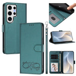 Custodia per telefono in ecopelle con chiusura magnetica e cinturino da polso, con motivo a cuoricini felici., For Galaxy S24 FE 5G, For Galaxy S24 Ultra 5G