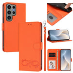 Custodia per telefono in ecopelle con chiusura magnetica e cinturino da polso, con motivo a cuoricini felici., For Galaxy S23 FE 5G, For Galaxy S23 Ultra 5G