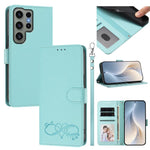 Custodia per telefono in ecopelle con chiusura magnetica e cinturino da polso, con motivo a cuoricini felici., For Galaxy S23 FE 5G, For Galaxy S23 Ultra 5G