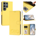 Custodia per telefono in ecopelle con chiusura magnetica e cinturino da polso, con motivo a cuoricini felici., For Galaxy S23 FE 5G, For Galaxy S23 Ultra 5G