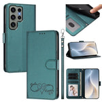 Custodia per telefono in ecopelle con chiusura magnetica e cinturino da polso, con motivo a cuoricini felici., For Galaxy S23 FE 5G, For Galaxy S23 Ultra 5G