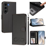 Custodia per telefono in ecopelle con chiusura magnetica e cinturino da polso, con motivo a cuoricini felici., For Galaxy S23+ 5G, For Galaxy S23 5G