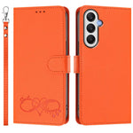 Custodia per telefono in ecopelle con chiusura magnetica e cinturino da polso, con motivo a cuoricini felici., For Galaxy A05s 4G / F14 4G, For Galaxy M35 5G