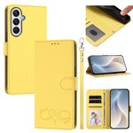 Custodia per telefono in ecopelle con chiusura magnetica e cinturino da polso, con motivo a cuoricini felici., For Galaxy A05s 4G / F14 4G, For Galaxy M35 5G