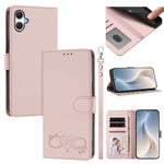 Custodia per telefono in ecopelle con chiusura magnetica e cinturino da polso, con motivo a cuoricini felici., For Galaxy A06 4G / 5G, For Galaxy A56 5G / A36 5G