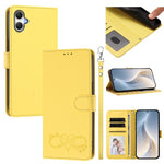 Custodia per telefono in ecopelle con chiusura magnetica e cinturino da polso, con motivo a cuoricini felici., For Galaxy A06 4G / 5G, For Galaxy A56 5G / A36 5G