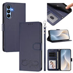 Custodia per telefono in ecopelle con chiusura magnetica e cinturino da polso, con motivo a cuoricini felici., For Galaxy A15 4G / 5G, For Galaxy A55 5G