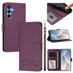 Custodia per telefono in ecopelle con chiusura magnetica e cinturino da polso, con motivo a cuoricini felici., For Galaxy A15 4G / 5G, For Galaxy A55 5G