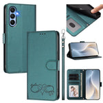 Custodia per telefono in ecopelle con chiusura magnetica e cinturino da polso, con motivo a cuoricini felici., For Galaxy A15 4G / 5G, For Galaxy A55 5G