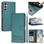 Custodia per telefono in ecopelle con chiusura magnetica e cinturino da polso, con motivo a cuoricini felici., For Galaxy M14 5G, For Galaxy A24 4G