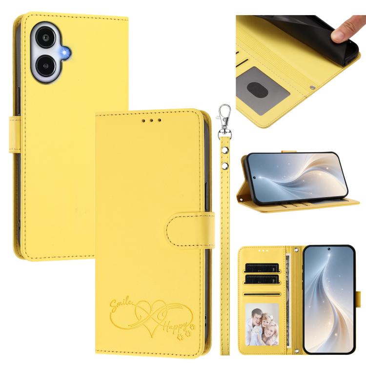 Custodia per telefono in ecopelle con chiusura magnetica e cinturino da polso, con motivo a cuoricini felici., For Galaxy A27 5G, For Galaxy A25e / A25 5G JP