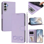 Custodia per telefono in ecopelle con chiusura magnetica e cinturino da polso, con motivo a cuoricini felici., For Galaxy A35 5G, For Galaxy M34 / F34 5G