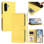 Custodia per telefono in ecopelle con chiusura magnetica e cinturino da polso, con motivo a cuoricini felici., For Galaxy A26 5G, For Galaxy A36 5G