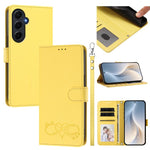 Custodia per telefono in ecopelle con chiusura magnetica e cinturino da polso, con motivo a cuoricini felici., For Galaxy A15 4G / 5G, For Galaxy A55 5G
