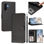 Custodia per telefono in ecopelle con chiusura magnetica e cinturino da polso, con motivo a cuoricini felici., For Galaxy A06 4G / 5G, For Galaxy A56 5G / A36 5G