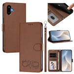 Custodia per telefono in ecopelle con chiusura magnetica e cinturino da polso, con motivo a cuoricini felici., For Galaxy F16 / M16 5G, For Galaxy F06 / M06 5G