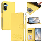 Custodia per telefono in ecopelle con chiusura magnetica e cinturino da polso, con motivo a cuoricini felici., For Galaxy A35 5G, For Galaxy M34 / F34 5G