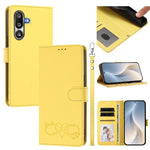 Custodia per telefono in ecopelle con chiusura magnetica e cinturino da polso, con motivo a cuoricini felici., For Galaxy M36 5G, For Galaxy A17 4G / 5G / A26 5G