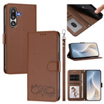 Custodia per telefono in ecopelle con chiusura magnetica e cinturino da polso, con motivo a cuoricini felici., For Galaxy M36 5G, For Galaxy A17 4G / 5G / A26 5G