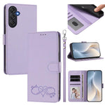 Custodia per telefono in ecopelle con chiusura magnetica e cinturino da polso, con motivo a cuoricini felici., For Galaxy A25 5G, For Galaxy M54 / F54 5G
