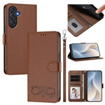 Custodia per telefono in ecopelle con chiusura magnetica e cinturino da polso, con motivo a cuoricini felici., For Galaxy A25 5G, For Galaxy M54 / F54 5G