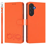 Custodia per telefono in ecopelle con chiusura magnetica e cinturino da polso, con motivo a cuoricini felici., For Galaxy M55 / C55 5G, For Galaxy XCover7 Pro