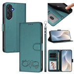 Custodia per telefono in ecopelle con chiusura magnetica e cinturino da polso, con motivo a cuoricini felici., For Galaxy M55 / C55 5G, For Galaxy XCover7 Pro