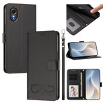 Custodia per telefono in ecopelle con chiusura magnetica e cinturino da polso, con motivo a cuoricini felici., For Galaxy M15 / F15 5G, For Galaxy XCover7