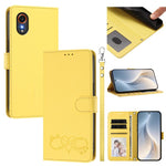 Custodia per telefono in ecopelle con chiusura magnetica e cinturino da polso, con motivo a cuoricini felici., For Galaxy M15 / F15 5G, For Galaxy XCover7