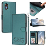 Custodia per telefono in ecopelle con chiusura magnetica e cinturino da polso, con motivo a cuoricini felici., For Galaxy M15 / F15 5G, For Galaxy XCover7