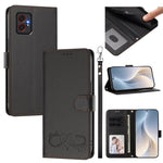 Custodia per telefono in ecopelle con chiusura magnetica e cinturino da polso, con motivo a cuoricini felici., For Galaxy M55 / C55 5G, For Galaxy XCover7 Pro