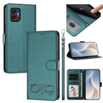 Custodia per telefono in ecopelle con chiusura magnetica e cinturino da polso, con motivo a cuoricini felici., For Galaxy M55 / C55 5G, For Galaxy XCover7 Pro
