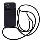 Ampia finestra per la fotocamera, fori integrati per il cordino, custodia per telefono con tracolla sottile, For iPhone 15, For iPhone 14, For iPhone 14 Pro