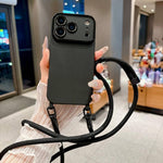 Ampia finestra per la fotocamera, fori integrati per il cordino, custodia per telefono con tracolla da 7 mm, For iPhone 15, For iPhone 14, For iPhone 14 Pro