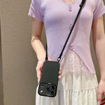 Ampia finestra per la fotocamera, fori integrati per il cordino, custodia per telefono con tracolla da 7 mm, For iPhone 13, For iPhone 12, For iPhone 11