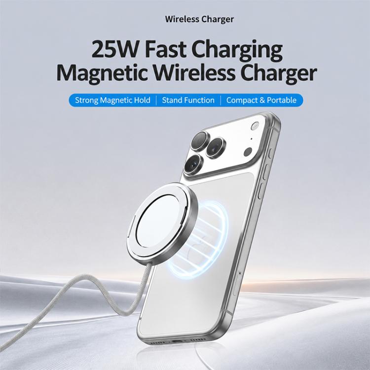 Caricabatterie wireless magnetico a ricarica rapida da 25 W con funzione di supporto
