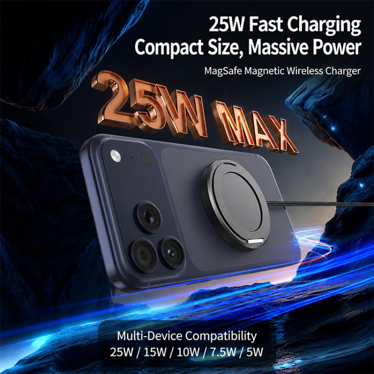Caricabatterie wireless magnetico a ricarica rapida da 25 W con funzione di supporto