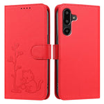 Custodia per telefono in ecopelle con fibbia a forma di albero e gatto YX0014, con cordino., For Galaxy F16 5G, For Galaxy F06 5G