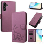 Custodia per telefono in ecopelle con fibbia a forma di albero e gatto YX0014, con cordino., For Galaxy F16 5G, For Galaxy F06 5G
