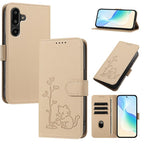 Custodia per telefono in ecopelle con fibbia a forma di albero e gatto YX0014, con cordino., For Galaxy F16 5G, For Galaxy F06 5G
