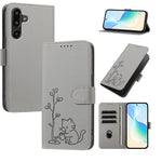 Custodia per telefono in ecopelle con fibbia a forma di albero e gatto YX0014, con cordino., For Galaxy F16 5G, For Galaxy F06 5G