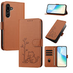 Custodia per telefono in ecopelle con fibbia a forma di albero e gatto YX0014, con cordino., For Galaxy F16 5G, For Galaxy F06 5G