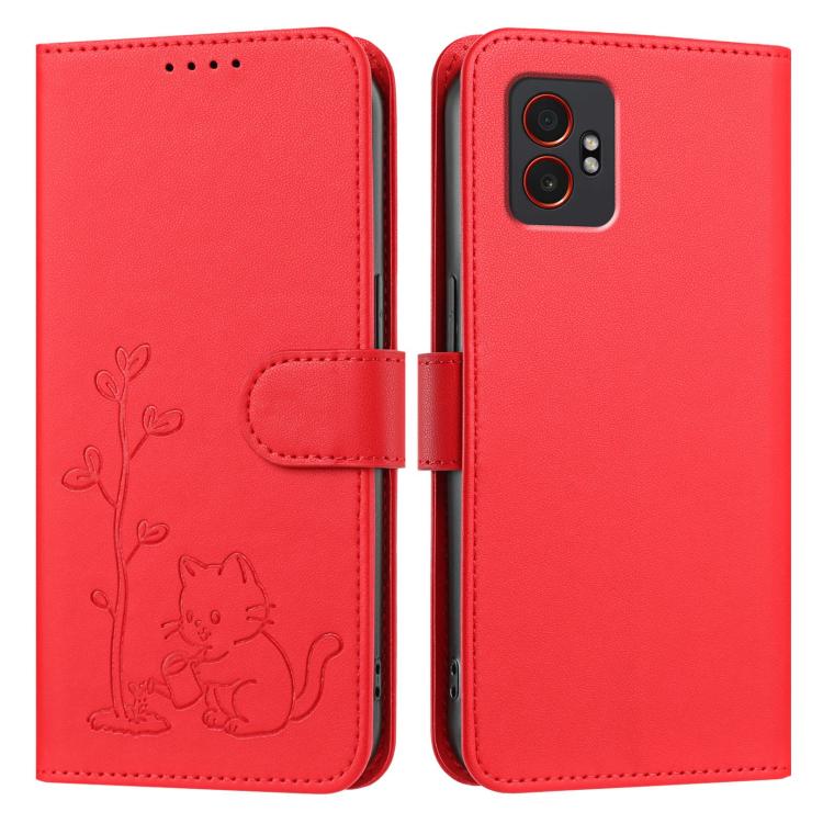 Custodia per telefono in ecopelle con fibbia a forma di albero e gatto YX0014, con cordino., For Galaxy XCover7 Pro, For Galaxy XCover7