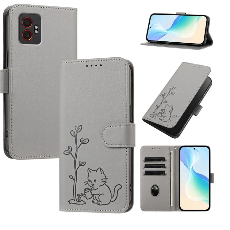 Custodia per telefono in ecopelle con fibbia a forma di albero e gatto YX0014, con cordino., For Galaxy XCover7 Pro, For Galaxy XCover7
