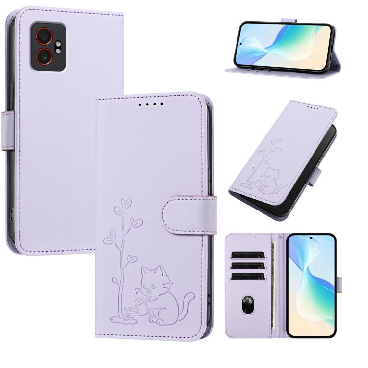 Custodia per telefono in ecopelle con fibbia a forma di albero e gatto YX0014, con cordino., For Galaxy XCover7 Pro, For Galaxy XCover7