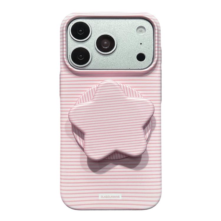 Custodia per telefono in PC a righe Macaron con copertura completa e supporto a stella, For iPhone 17e / 16e, For iPhone 17 Pro Max, For iPhone 17 Pro, For iPhone 17