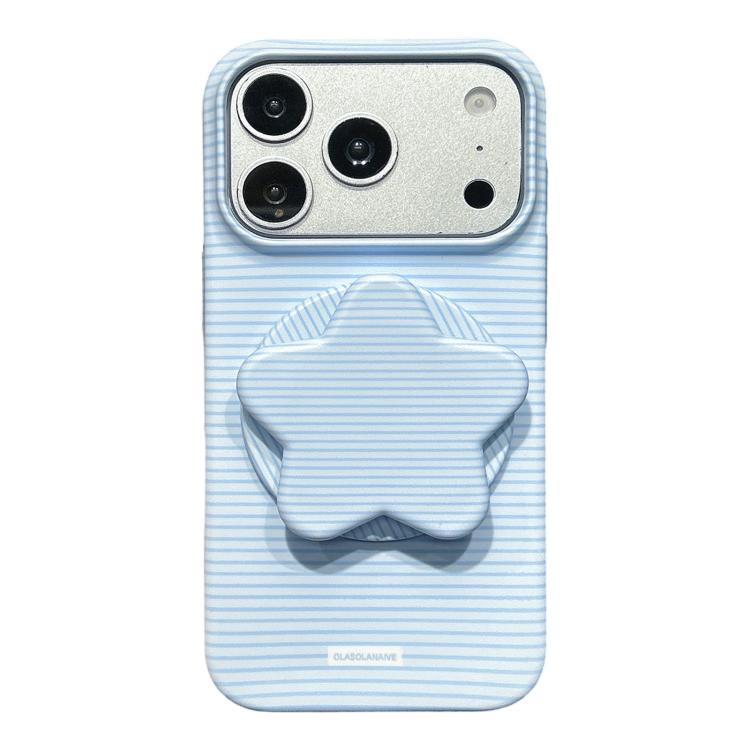 Custodia per telefono in PC a righe Macaron con copertura completa e supporto a stella, For iPhone 17e / 16e, For iPhone 17 Pro Max, For iPhone 17 Pro, For iPhone 17
